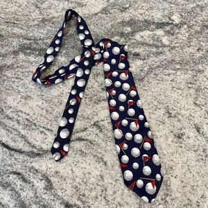 Vintage Golf Golfer Golfballs & Flags Fun Dress Tie Father’s Day Gift